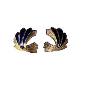 Vintage 1980’s Art Deco Fan Statement Earrings